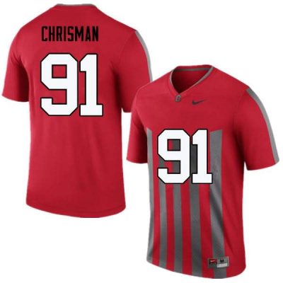 NCAA Ohio State Buckeyes Men's #91 Drue Chrisman Throwback Nike Football College Jersey LRQ0345HC